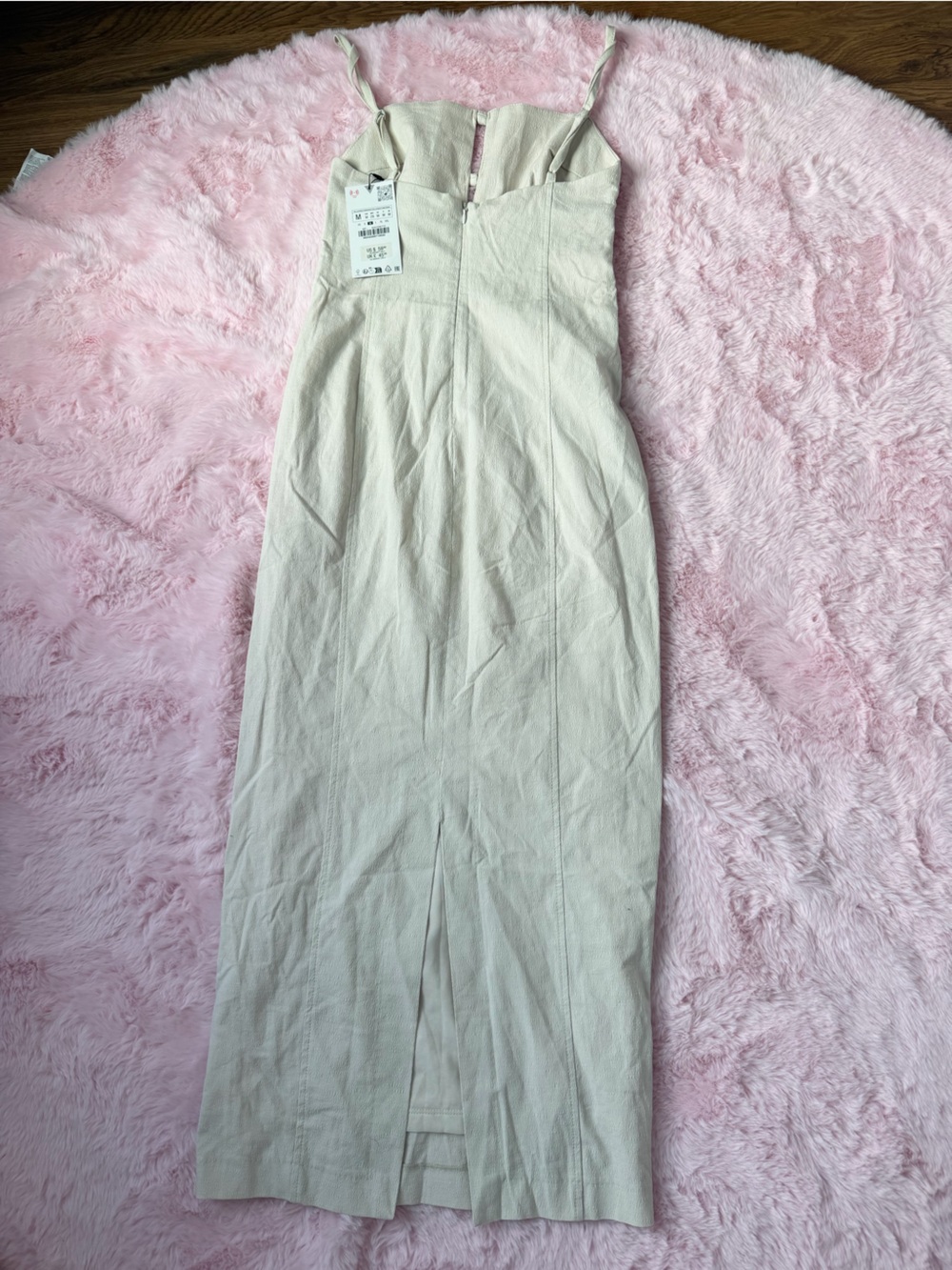 Zara Cream Maxi Dress with Front Tie Straps - Picture 9 of 10